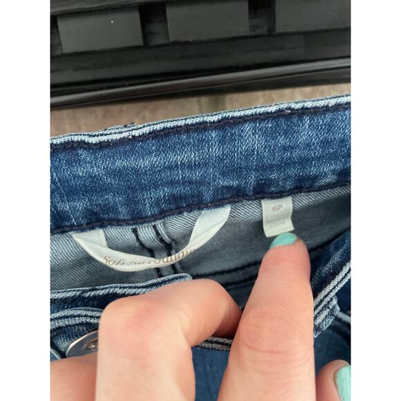 Soft Surroundings Arabella Ruffle Cropped Jeans Size 6 Petite Scallop Split Leg - Picture 6 of 9